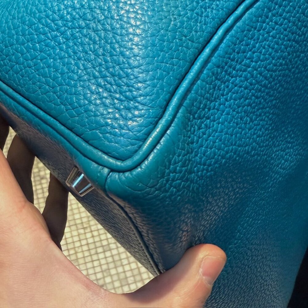 Hermès 2013 Bleu Izmir Clemence Leather Kelly 35 Bag - Picture 16 of 16